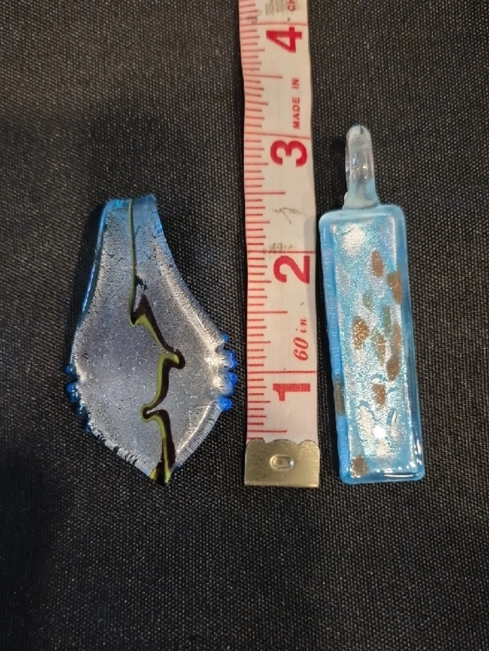 Blue Art Glass Pendant Lot - Abstract Art Glass Charms